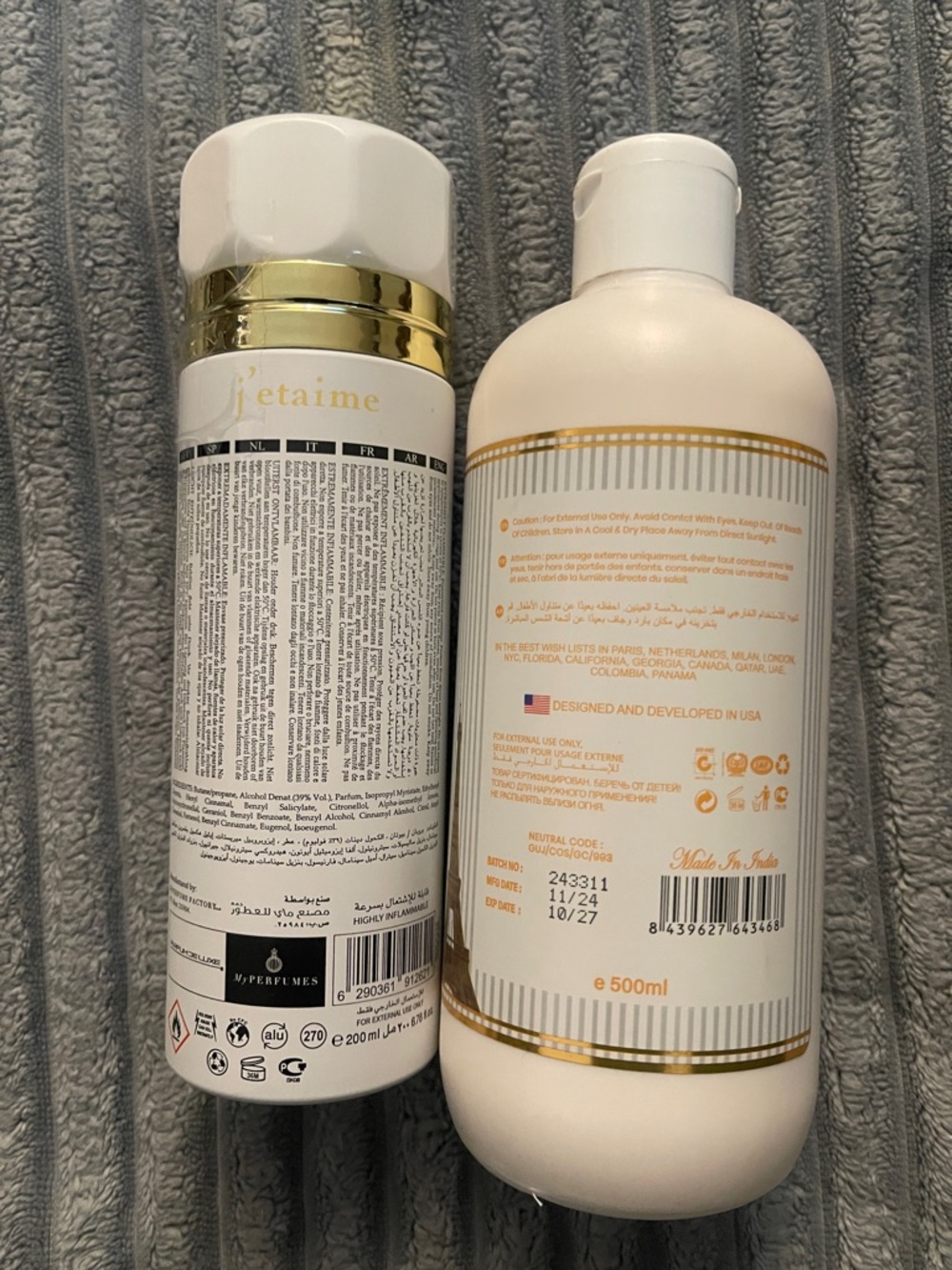 Je t’aime Paris White, Gold & Pink Hand + Body Lotion Duo - Picture 2 of 2